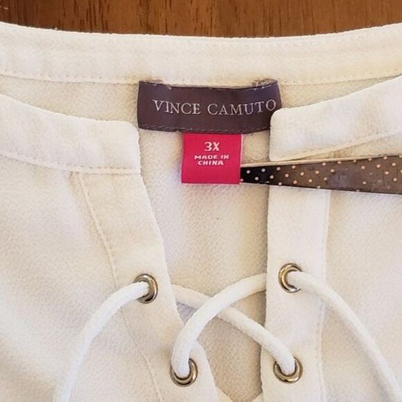 Vince Camuto Women Sleeveless Lace Up Scoop Neck Blouse White 3X - Picture 6 of 7